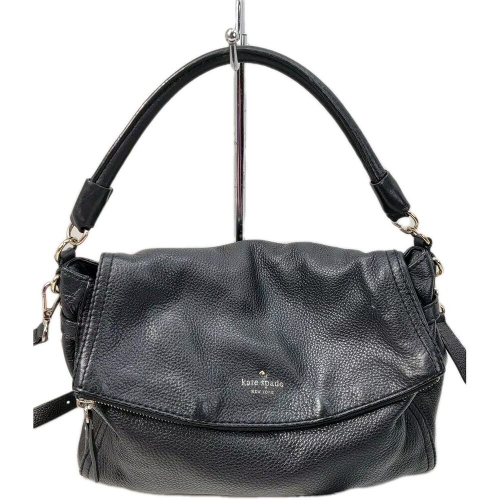 KATE SPADE BLACK PEBBLED LEATHER  CONVERTIBLE CROSSBODY BAG
